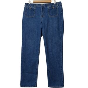 Style & Co Trouser Jeans Blue Straight Elastic Comfort Waistband Stretch Denim